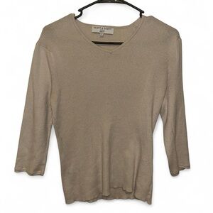 SCOTT & SCOTT LONDON Taupe V-Neck Knit